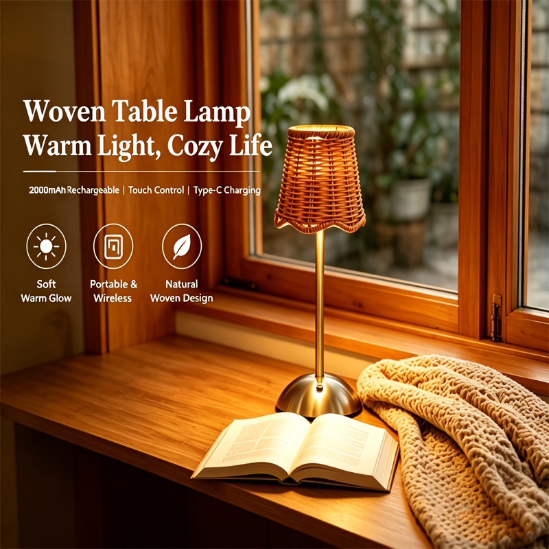 Lighting Design Decor - Bohemian Woven Rattan Art Table Lamp
