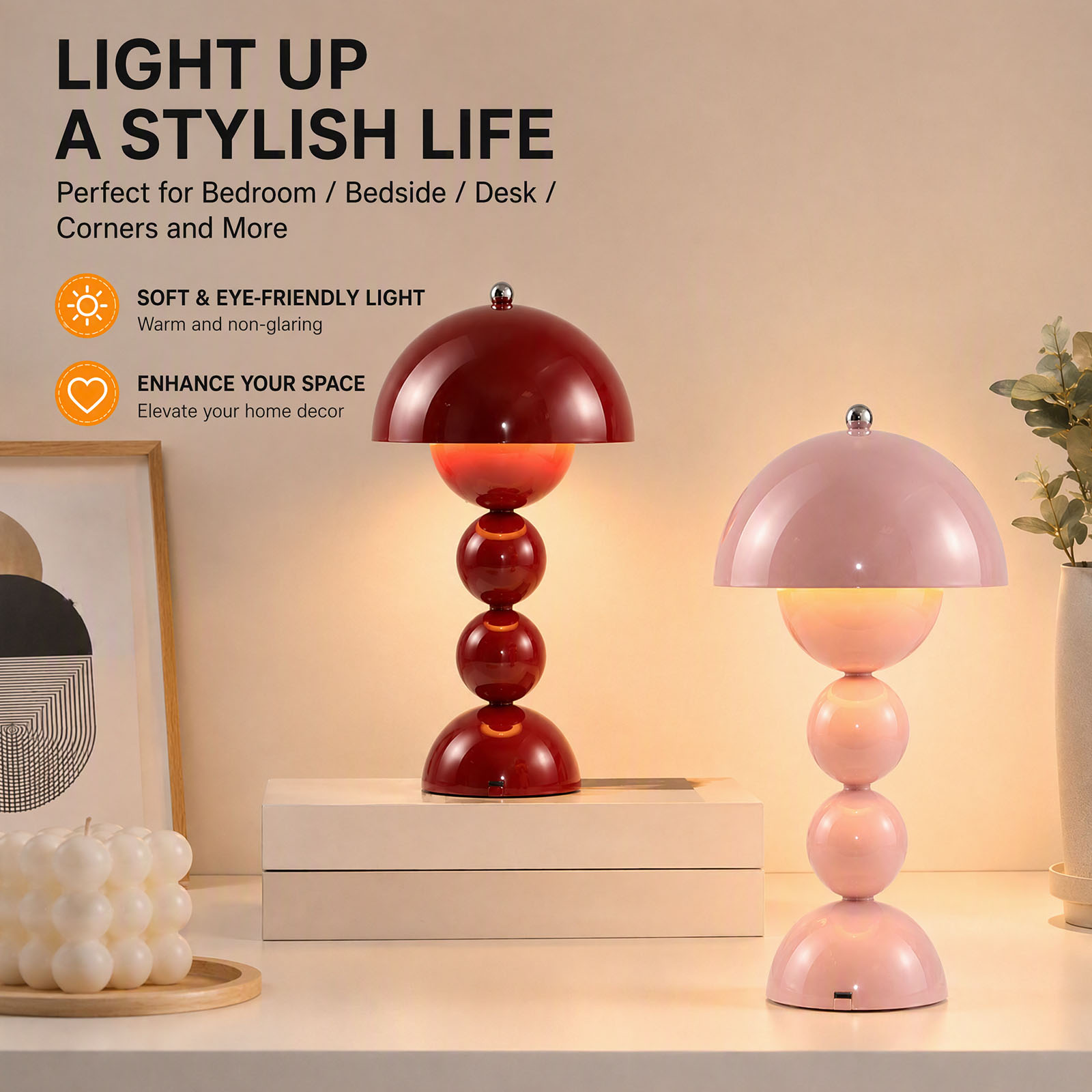 Mushroom Table Lamp - Vintage Mushroom Bud Table Lamp USB