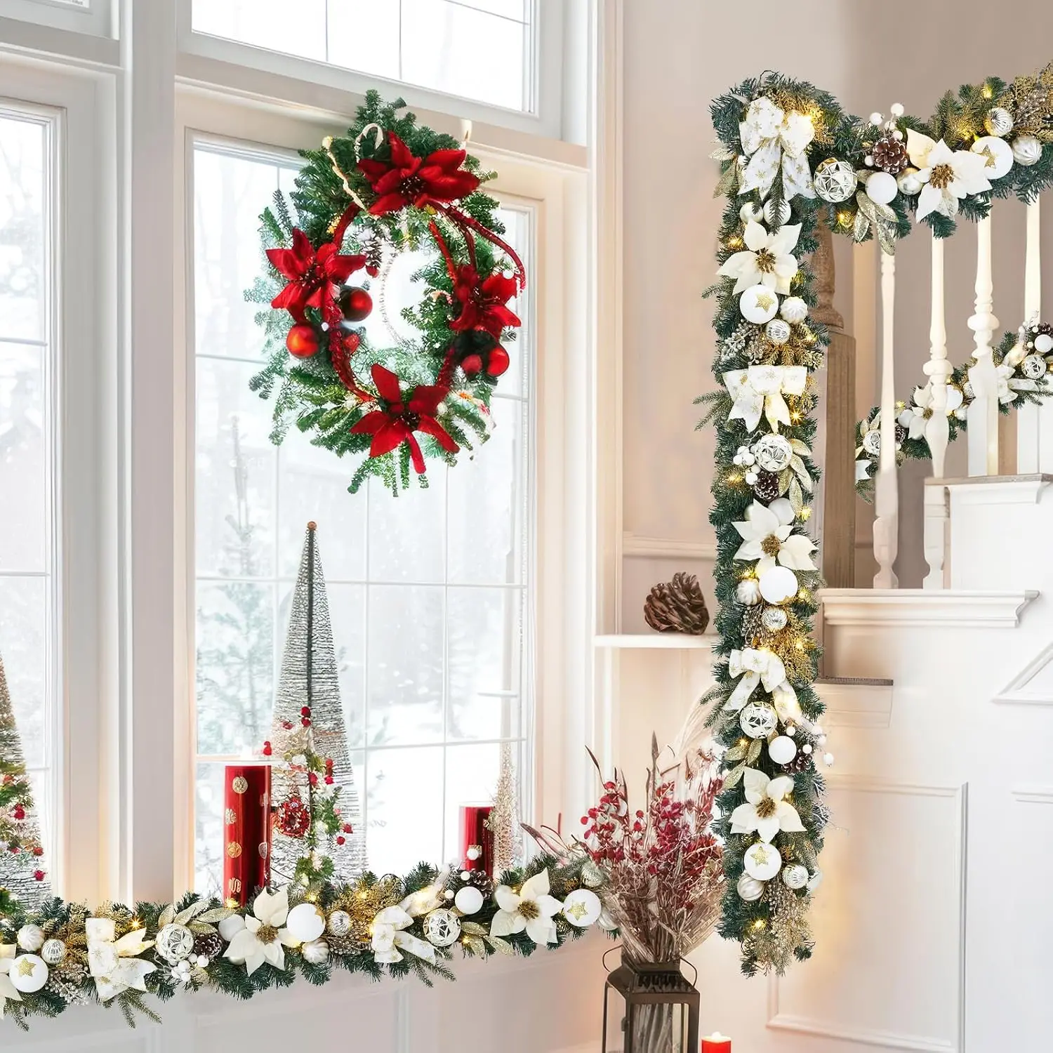 Home Decor Lighting Tree - Garvee 6ft Pre-Lit Christmas Garland Artificial