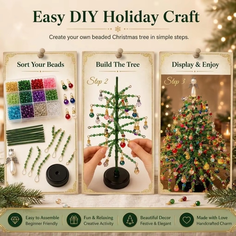 DIY Beaded Christmas Tree Kit  - đánh giá và giá Home Decor Lighting Tree