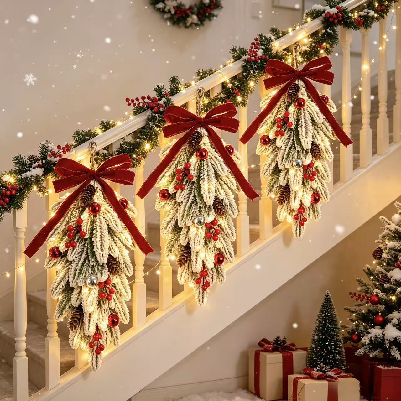 45CM Christmas Wreath Pendant  - đánh giá và giá Pendant Lighting Christmas Decor