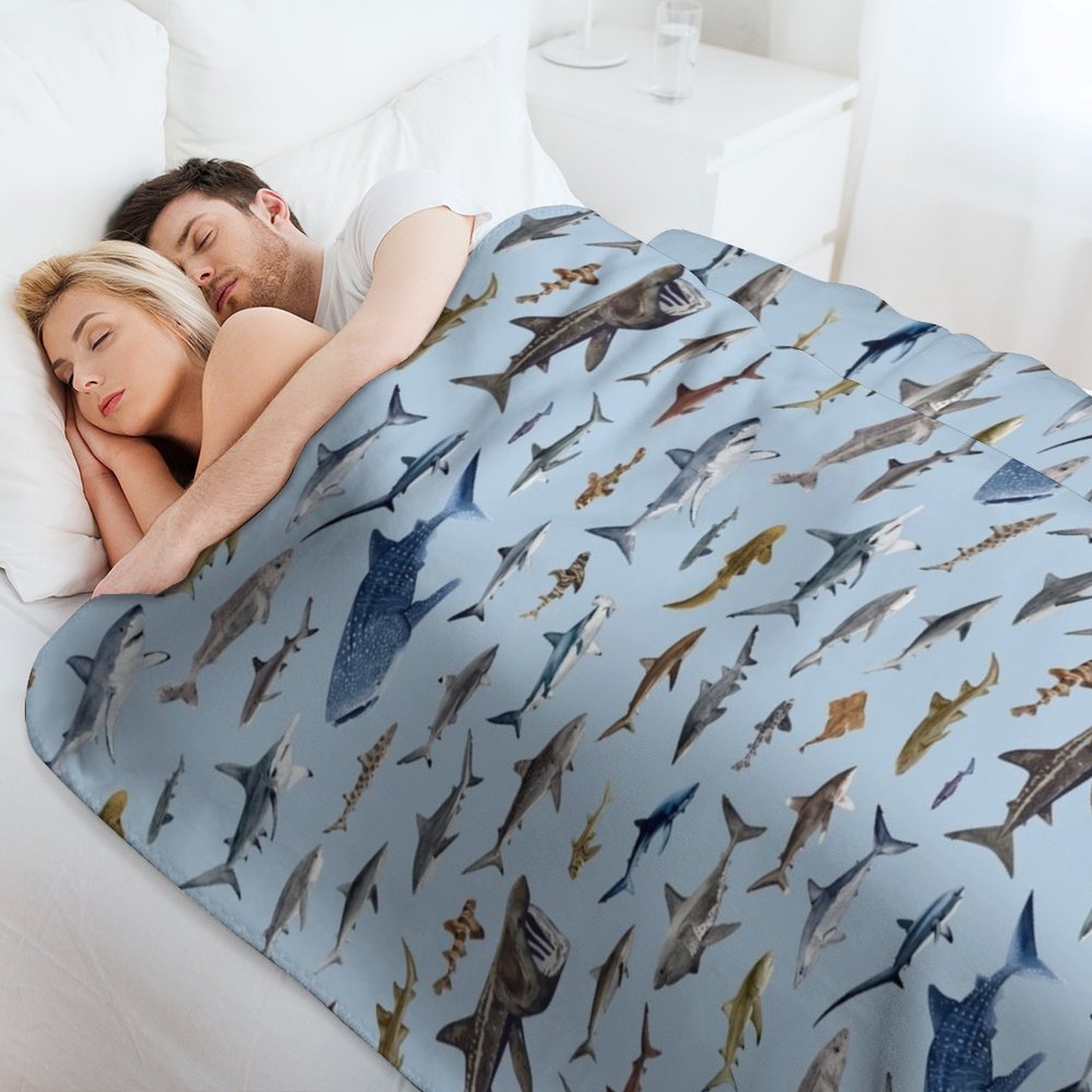SHARKS poster-light blue Throw - đánh giá và giá Lighting Decoration Ideas For Home
