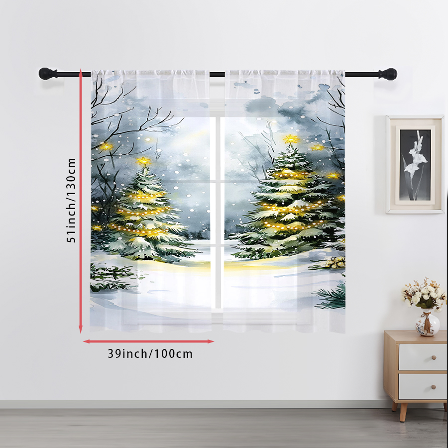 2PCS Sheer Curtains Watercolor - đánh giá và giá Home Decor Lighting Tree
