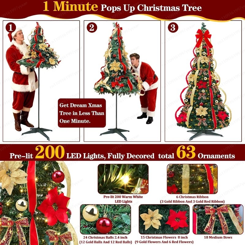 180CM Pre‑Lit Foldable Christm - đánh giá và giá Home Decor Lighting Tree